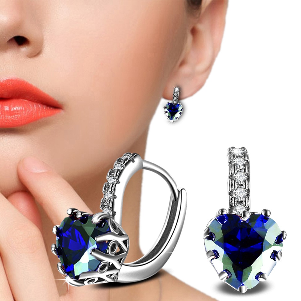 Temperament Love Dark Blue Diamond Multicolor Earrings