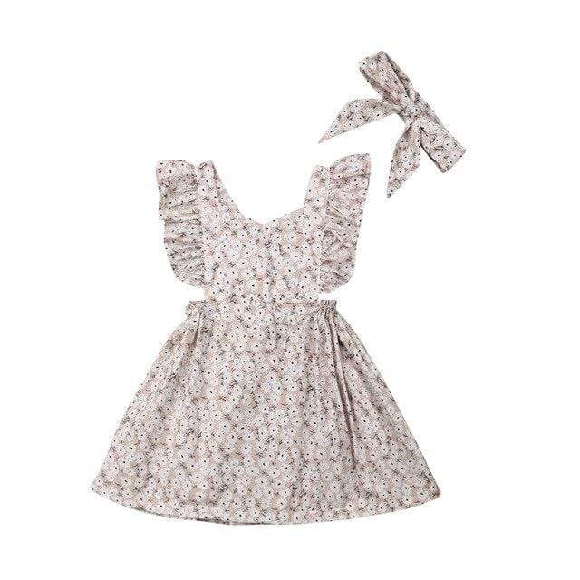 Children's Small Floral Elastic Waist Dress