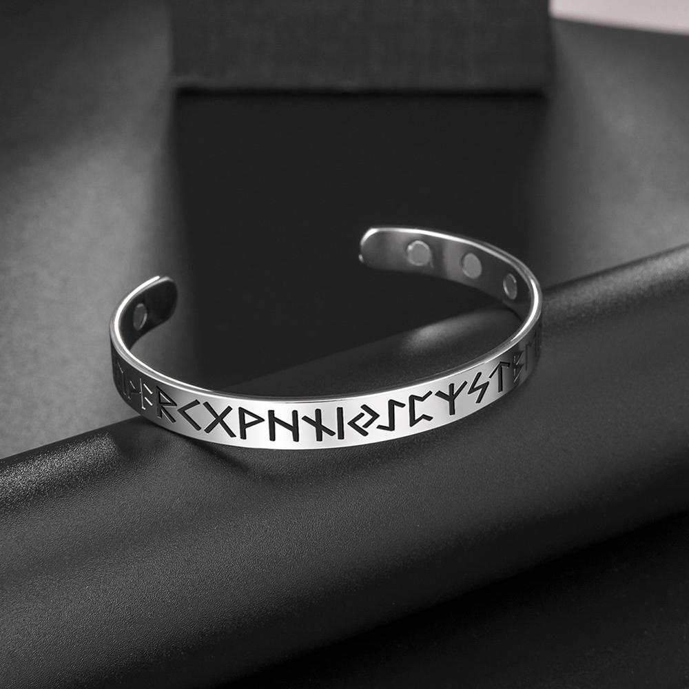 Stainless Steel Color Rune Magnetic Bracelet 8MM Wide