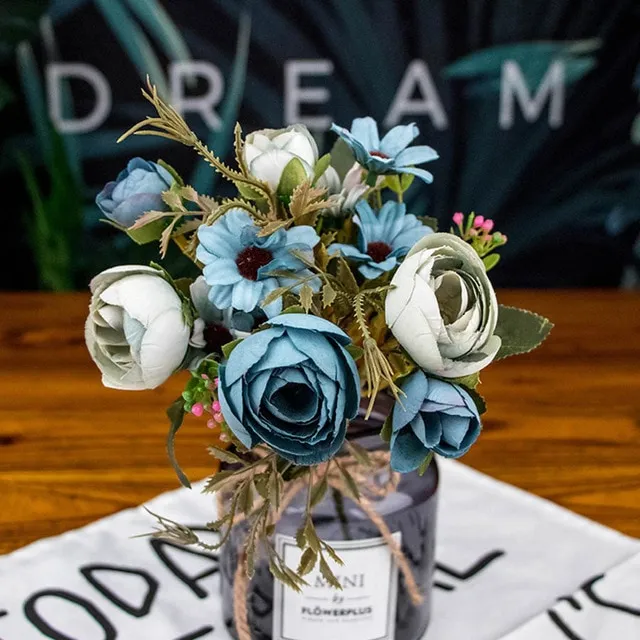 Handkerchief Simulation Bouquet False Flower Living Room Decoration - Blue