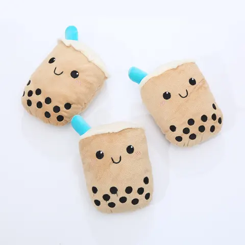 Dog Plush Toy Cute Milk Tea Shape Resistant