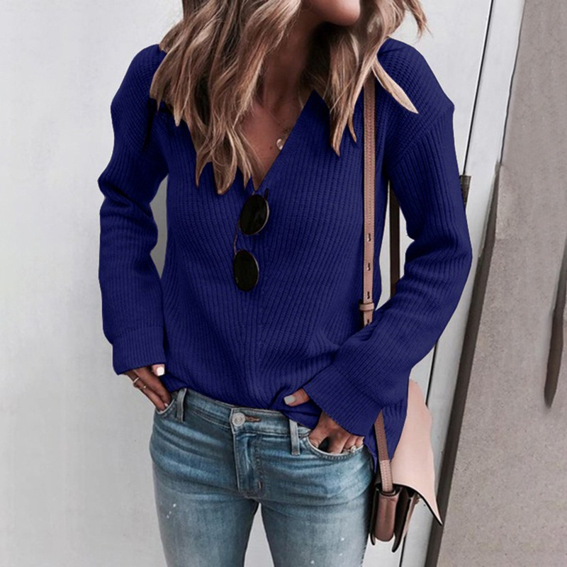 Women's Fashion V-Neck Knit Top
