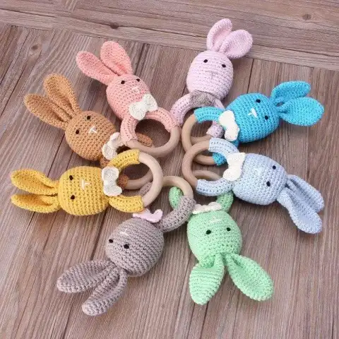 Lotus Hand Hook Wool Ball Color Crochet Wood Ring