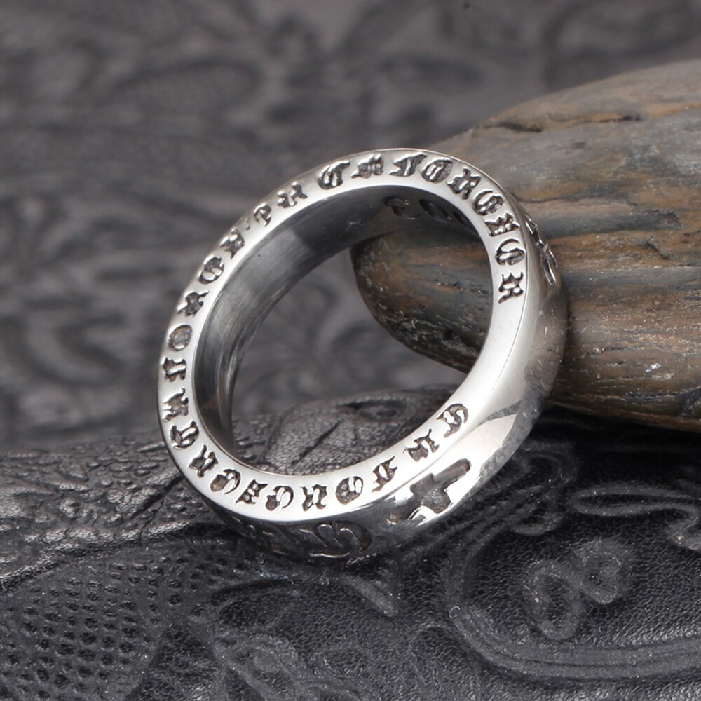 European And American Retro Six-Character Mantra Men's Ring