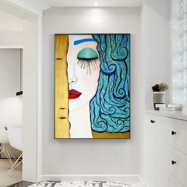 Golden Tears Abstract Woman Canvas Decoration Painting Dm021 Style - Shop at LoveMi