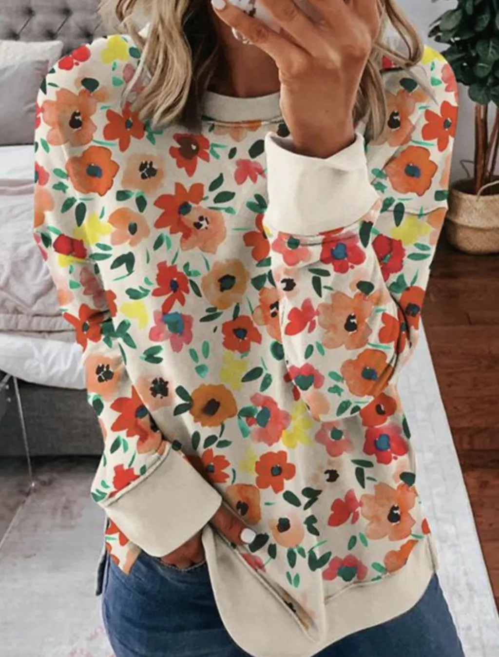 Printed All-match Sweater T-shirt Top Women - Color-3Xl