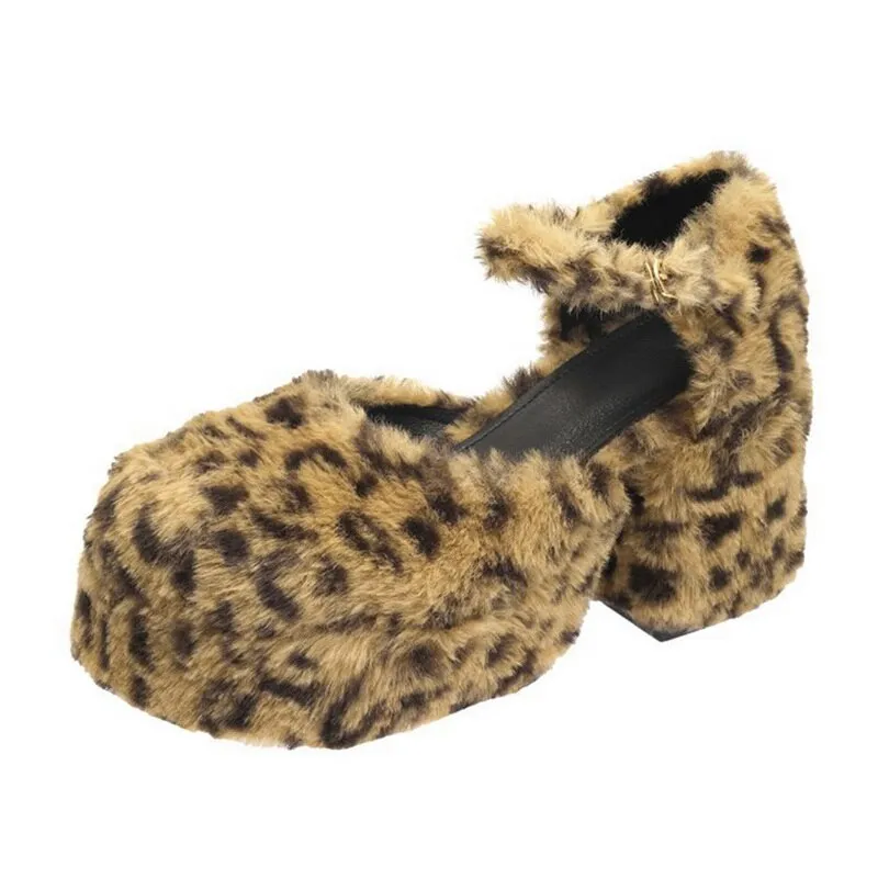 Leopard Print Everyday Flat-heel Buckle Low-top Shoes - Leopard