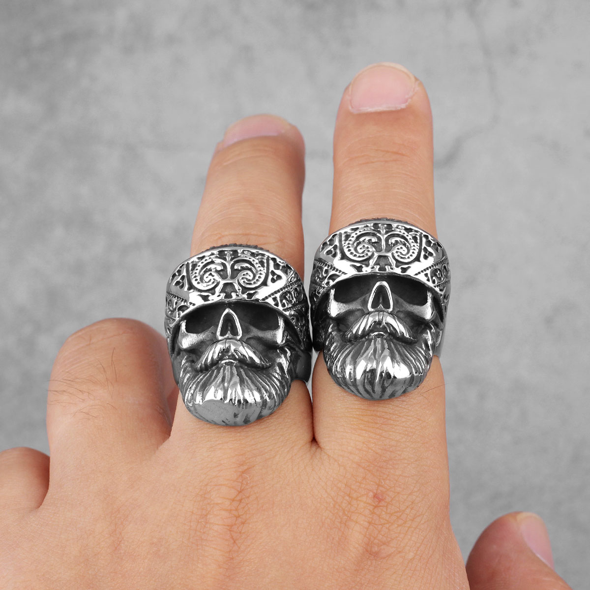 Bearded Stainless Steel  Polished Punk Titanium Steel Ring