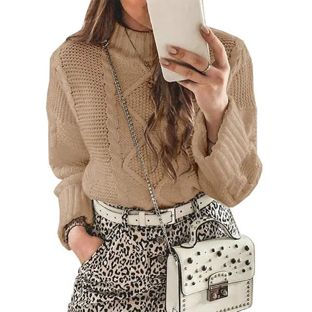 Autumn And Winter Sweaters Solid Color Knitwear Women's Wear Khaki - Shop at LoveMi