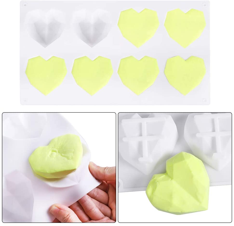 Diamond Heart 8 Pieces Silicone Cake Mold