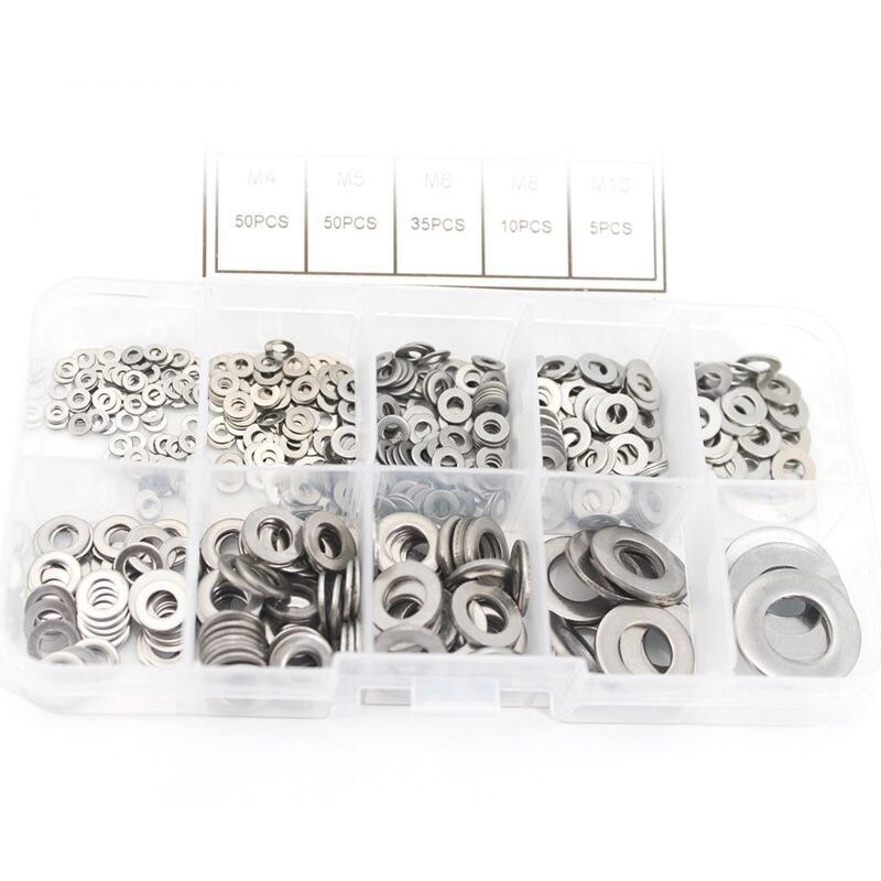 Gasket 304 Stainless Steel Flat Washer Set M1.6-M10 - Image 3