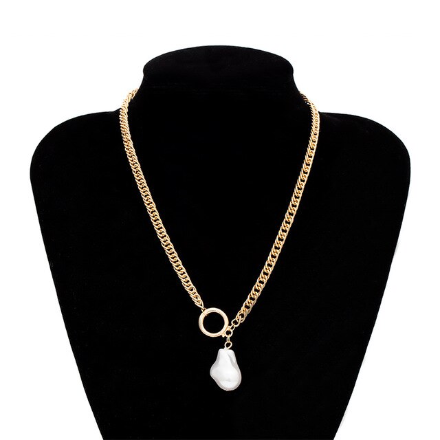 Single-Layer Chain Round Pendant Necklace Female Geometric Pearl Necklace