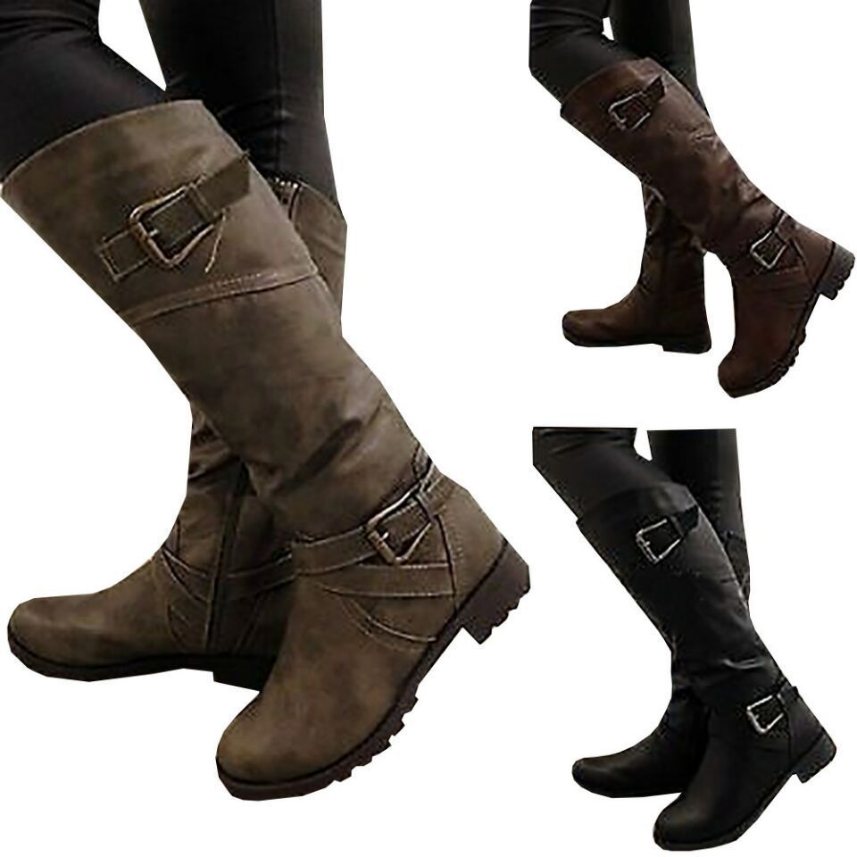 New Winter Fashion Low Heel Buckle Ladies Boots