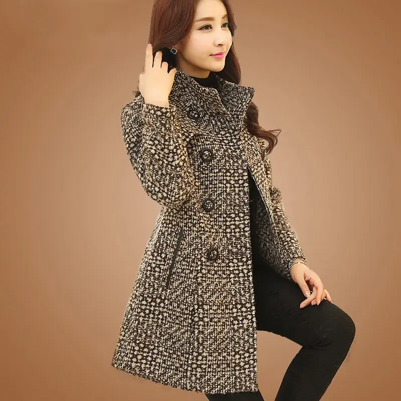 Fashion Thick Plaid Woolen Coat Women's Clothing