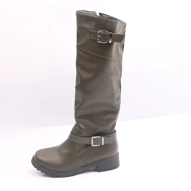 New Winter Fashion Low Heel Buckle Ladies Boots Green - Shop at LoveMi