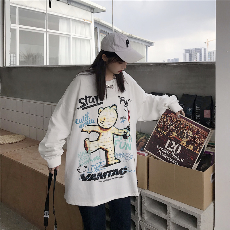 Cotton Korean Printed Top For Female Students In Autumn