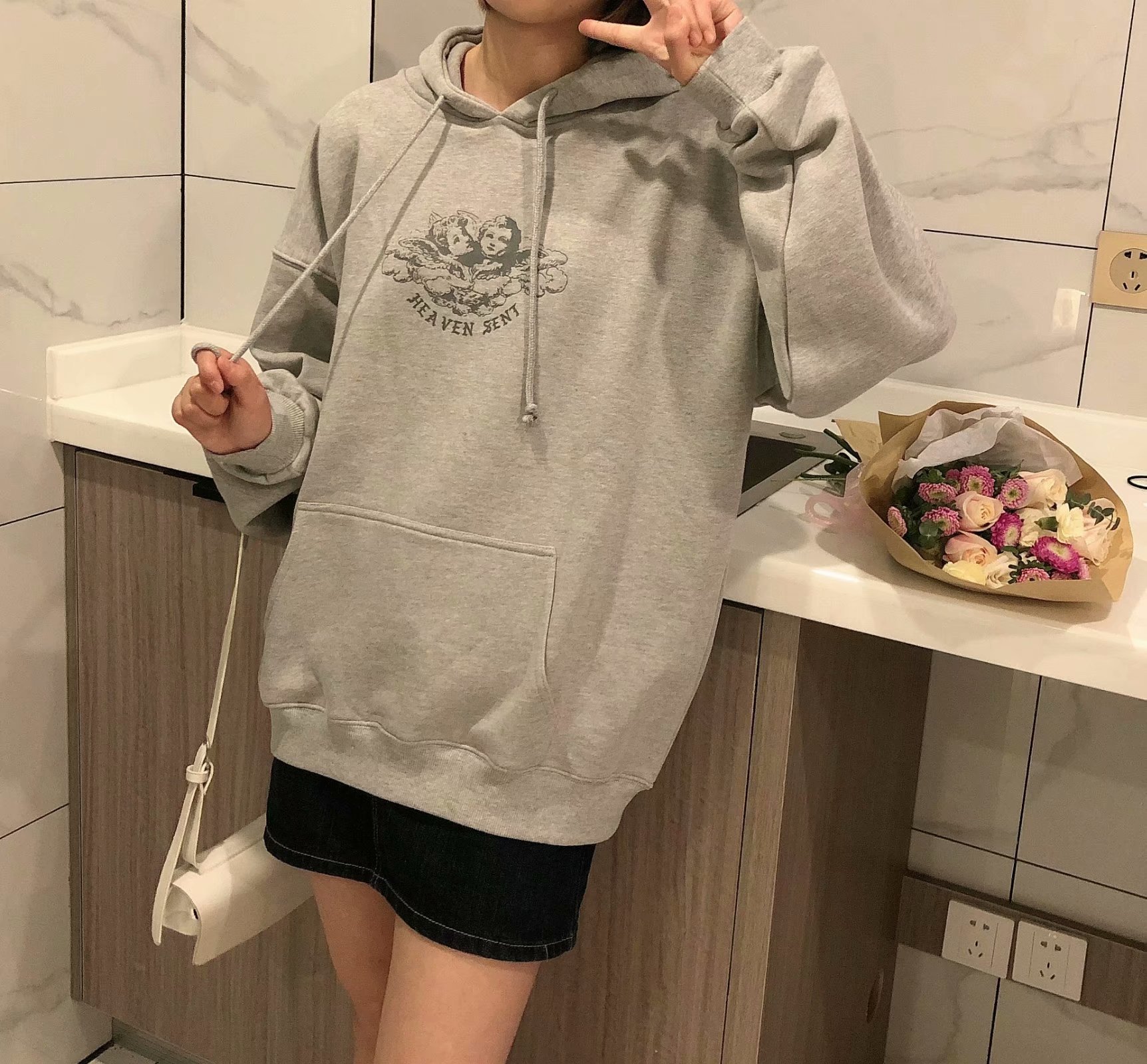 Autumn And Winter New Angel Loose Hooded Thin Velvet Sweater