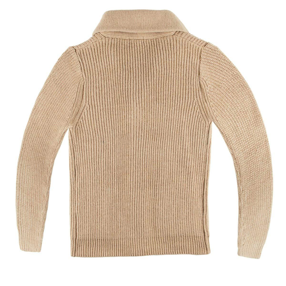 Men's Sweater High Neck Single-Breasted Pocket Top Knit Sweater
