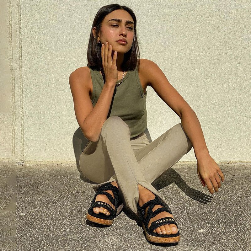 Fashion Solid Color Feet Zipper Slit Slim Trousers