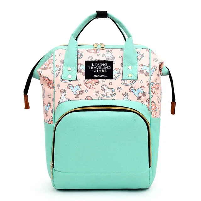 Waterproof Mother And Baby Backpack Portable Oxford Cloth Green - Shop at LoveMi