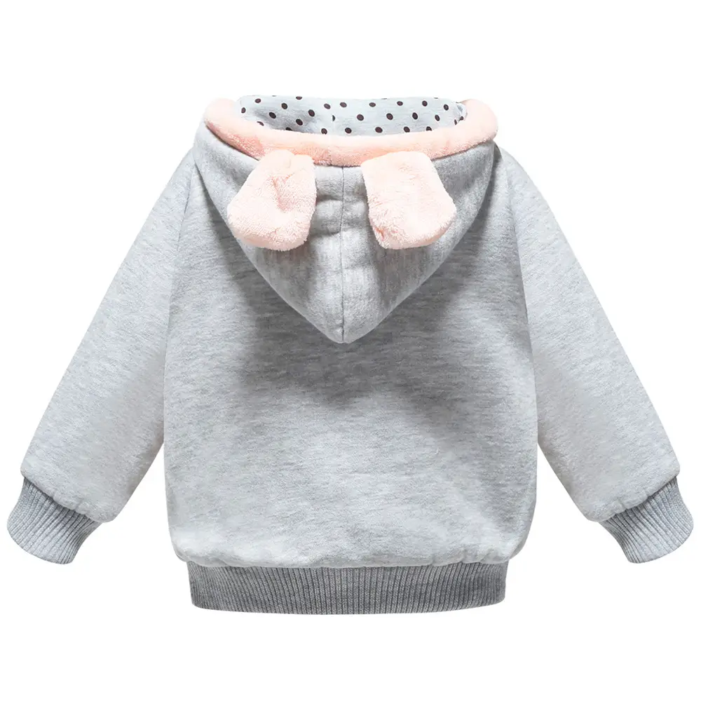 Children's Hooded Warm Jacket With Velvet Hoodie Round Neck