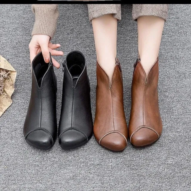 Soft Leather Women's Martin Boots Retro Handmade Soft Shoes Brown - Shop at LoveMi