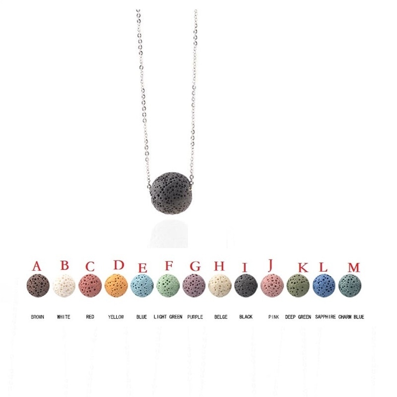 Simple Wild Volcanic Stone Round Bead Necklace