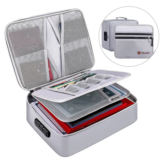 Household Multifunctional Storage Bag Fireproof And Waterproof File Storage Box With Lock - Shop at LoveMi