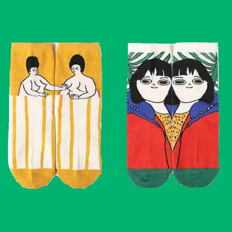 New Home Socks, Childlike Illustration Socks, Cross-Border E-Commerce Supply