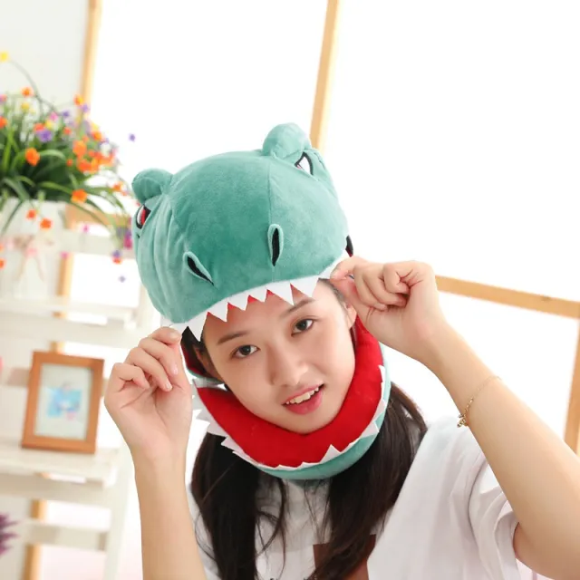 Creative Cute Dinosaur Hat Props Plush Headgear Cyan - Shop at LoveMi