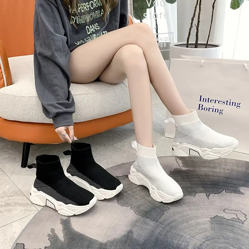 Fashionable Breathable High-Top Stretch Women's Shoes