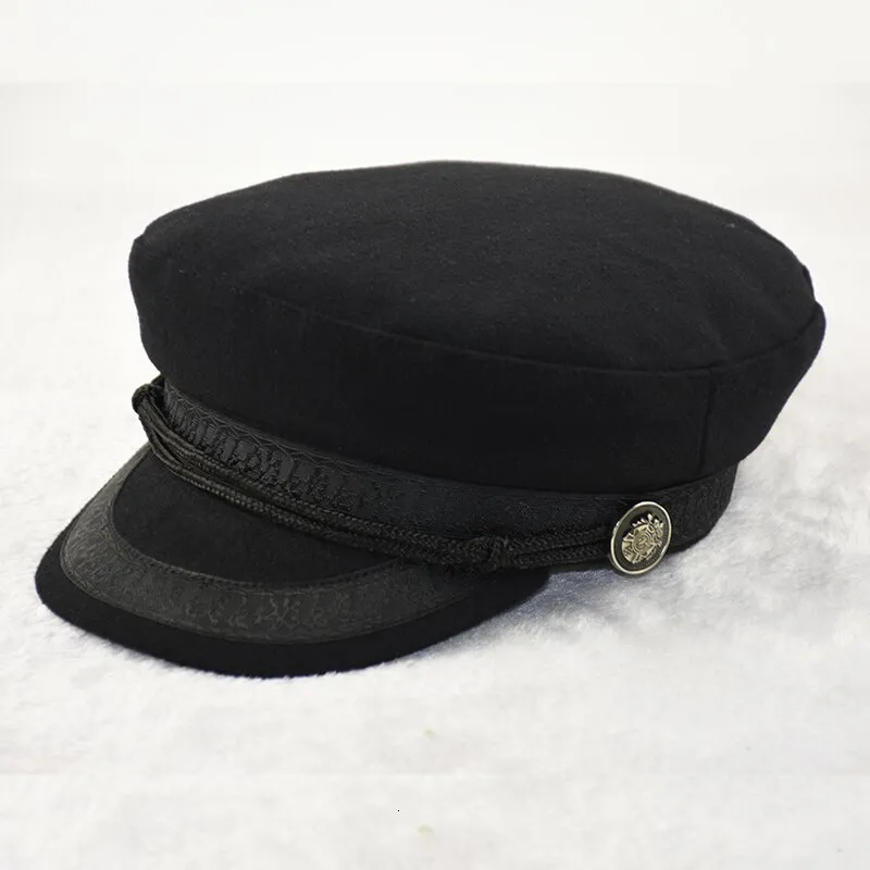 Spring And Autumn Navy Style Lace Sexy Cap - Black