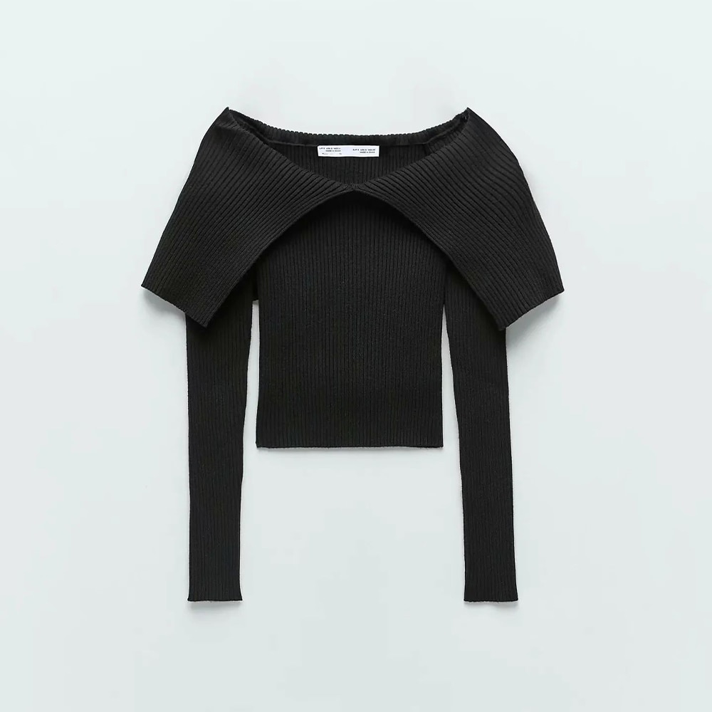 New Style Big Lapel Solid Color Sweater For Autumn And Winter