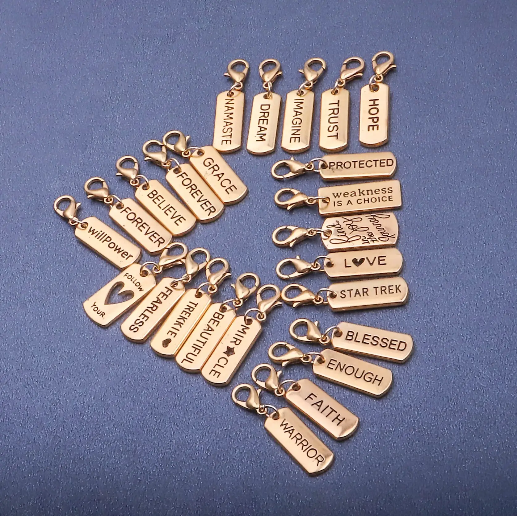 Lobster Clasp Gold English Word Alloy Pendant