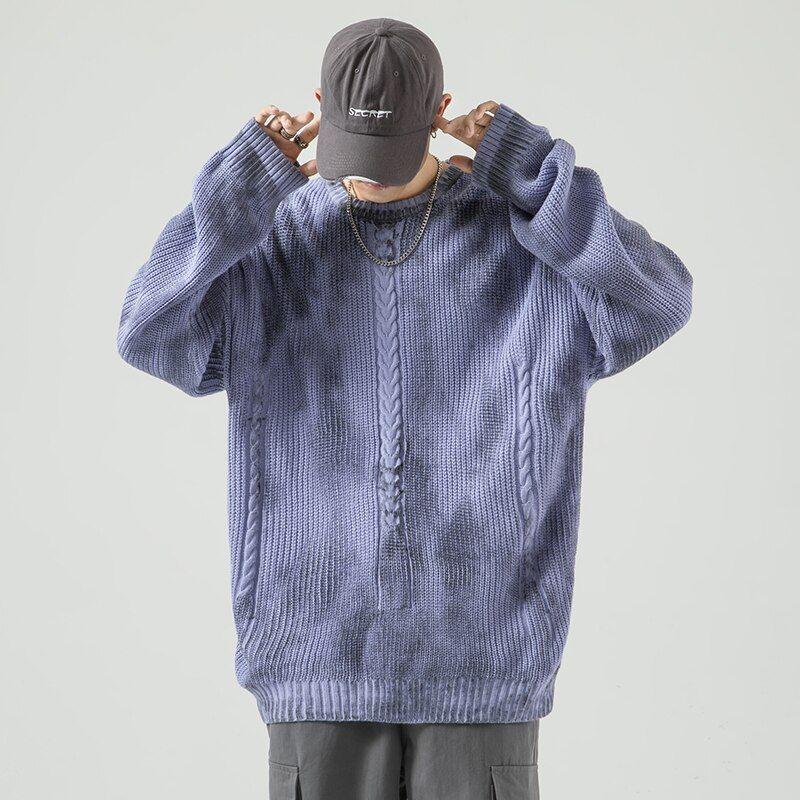 Title 4, Gradient Tie-dye Trend Round Neck Sweater