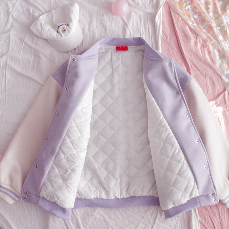 Autumn And Winter Cute And Sweet Student Casual Bear Embroidery Thick Coat Women