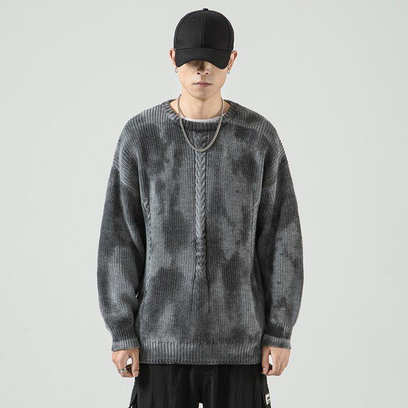 Title 3, Gradient Tie-dye Trend Round Neck Sweater