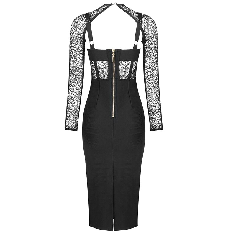 The New Bombshell Lace Mosaic Long-Sleeve MIDI For Autumn