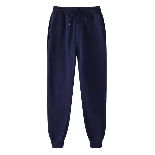 Casual Solid Color Bobbin Pants Middle Waist Sports Pants Navy - Shop at LoveMi