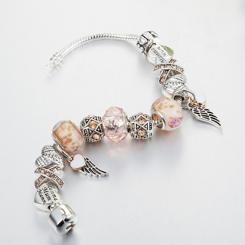Fashion Orange Wing Pendant Beaded Bracelet