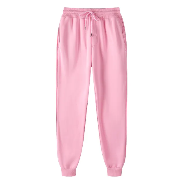 Casual Solid Color Bobbin Pants Middle Waist Sports Pants Pink - Shop at LoveMi