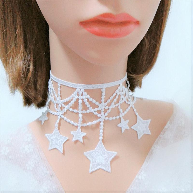 Sexy Lace Five Pointed Star Pendant Collar Female Clavicle Chain