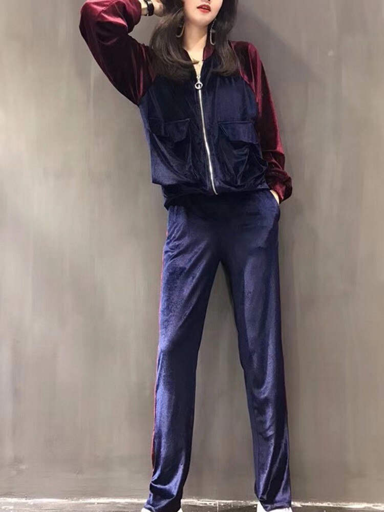 Two New Sports Loose Gold Velvet Leisure