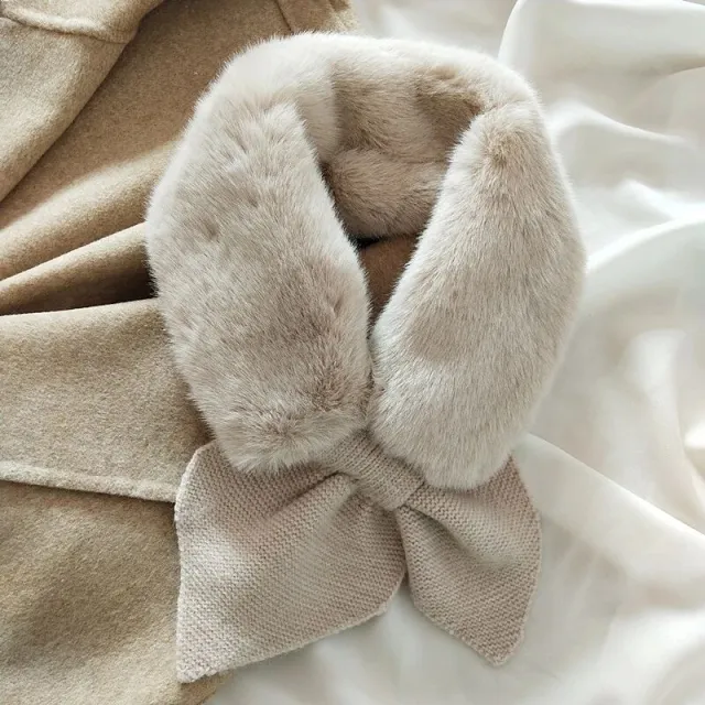 Imitation Rex Rabbit Hair Collar Scarf Plush Neck Protection Tea With Milk - Shop at LoveMi
