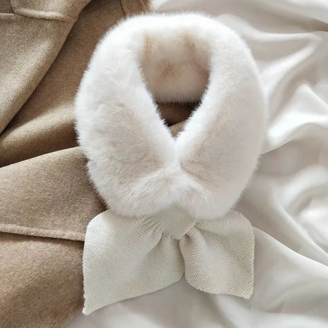 Imitation Rex Rabbit Hair Collar Scarf Plush Neck Protection White - Shop at LoveMi