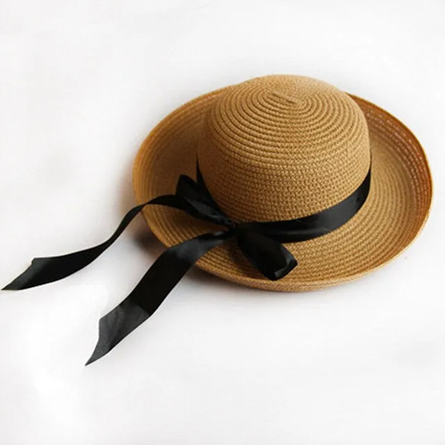 Season Straw Hats, Women's Pastoral Bowknot Curly Straw Hat, Big Brim Hat Light Coffee - Shop at LoveMi