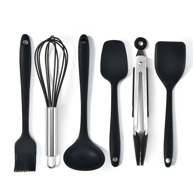 Six Piece Silicone Mini Cooking And Baking Utensils Black - Shop at LoveMi