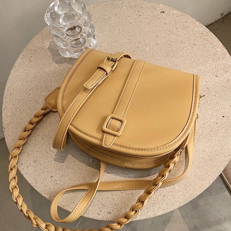 Spring and Summer New Solid Color Flip Saddle Bag High-quality PU