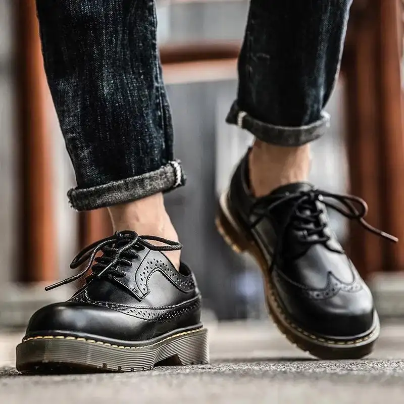 Men's Low-Top Platform Retro Leather Shoes