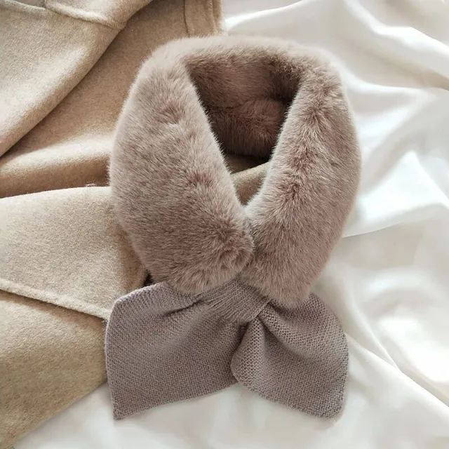 Imitation Rex Rabbit Hair Collar Scarf Plush Neck Protection Coffee - Shop at LoveMi
